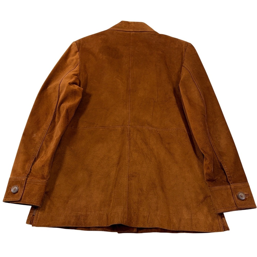 Bernardo Nordstrom Cognac Brown Suede Leather Button Front Jacket Womens M VTG - Picture 4 of 10